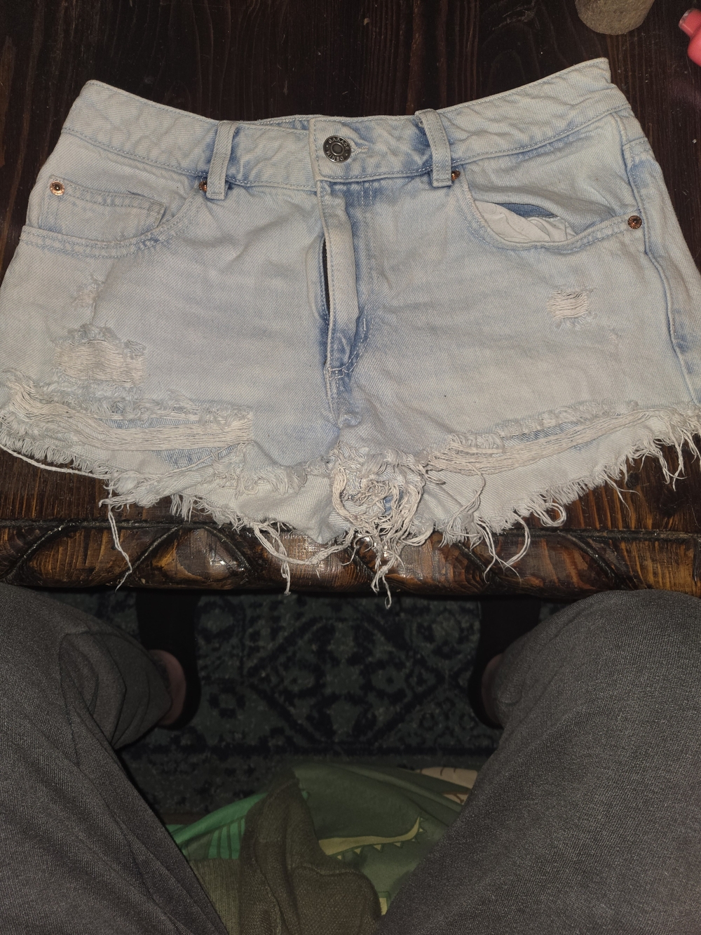 Garage Light Wash Distressed Denim Shorts  Women's Light Blue Ripped Jean Shorts